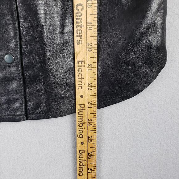 Vintage Express Women's Size 5/6 Snap Up Leather Shacket Black Steampunk Alt - Picture 3 of 9